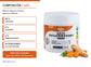 Frasco Antiinflammatory Ipoki junto a composición de 90 % cúrcuma, 8 % jengibre y 2 % pimienta negra