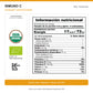 Tabla nutricional y certificaciones vigentes de Inmuno C: porción de 5,6 g y vitamina C 132 mg